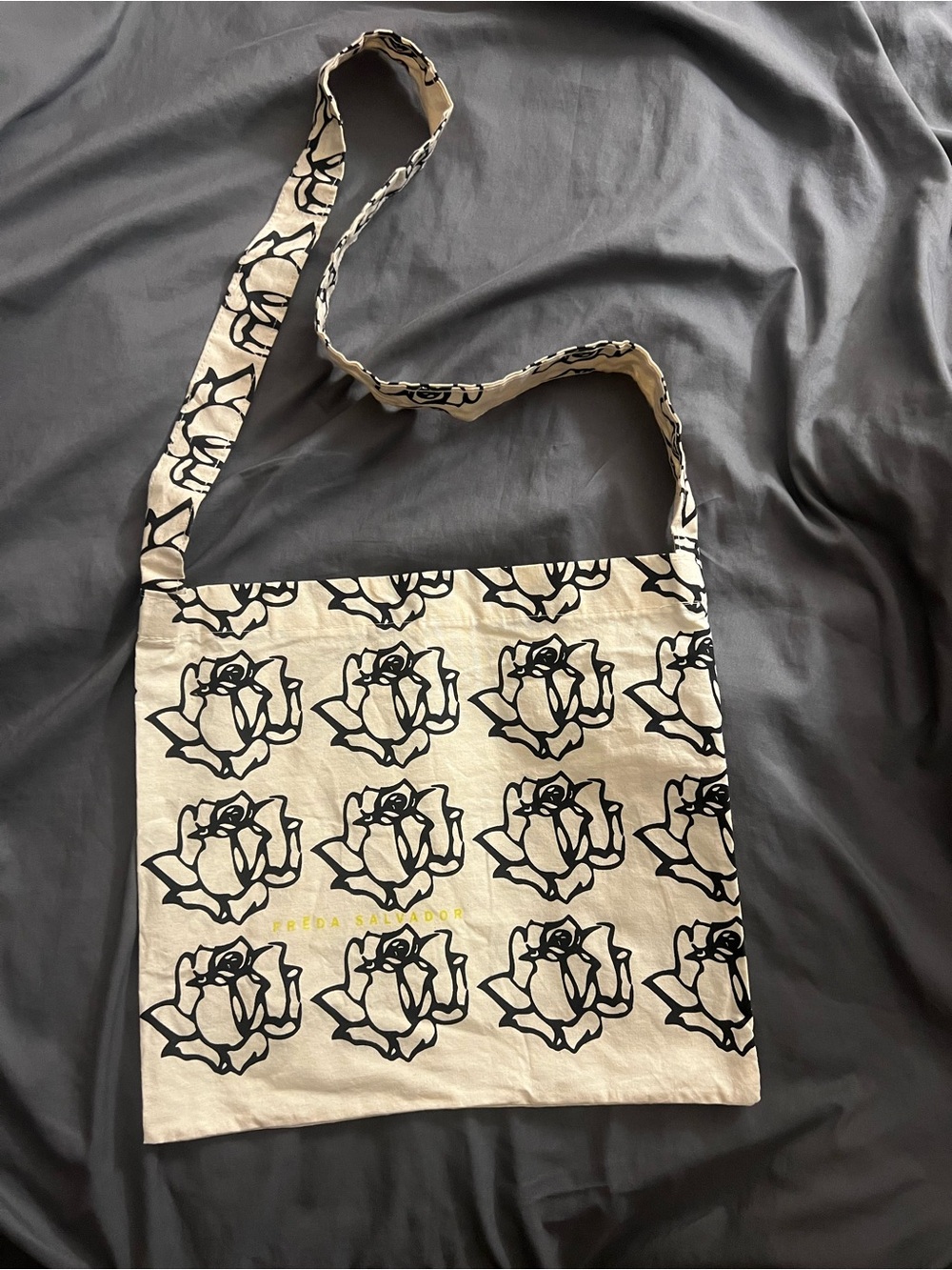 Freda Salvador Cream & Black Rose-Print Crossbody Bag